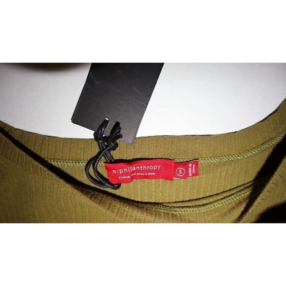 n:philanthropy Women's Sz S Green Ribbed Short Sleeve Thong Bodysuit $108 - Picture 9 of 10